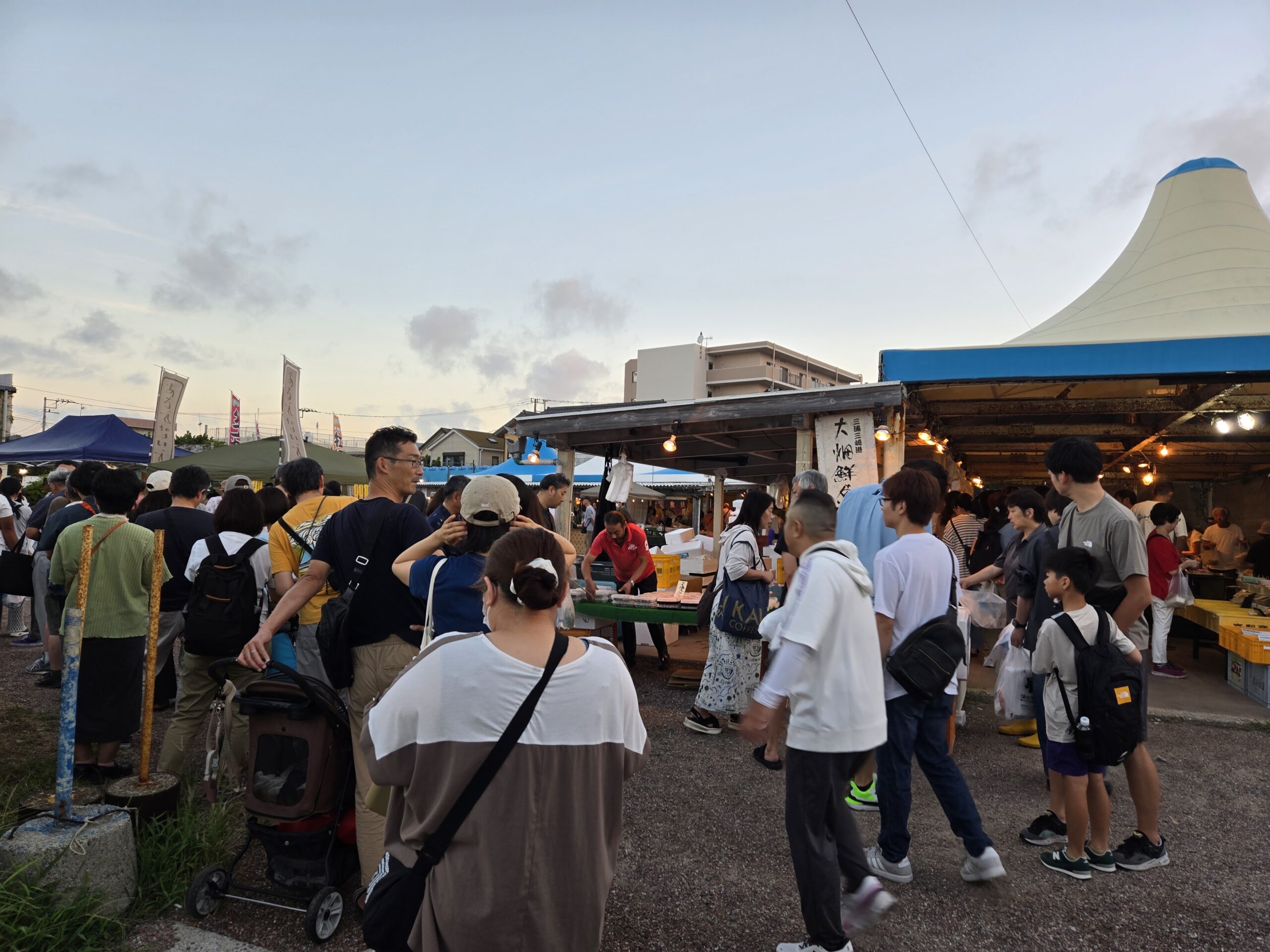 早朝から多くの来場者でにぎわう三崎朝市