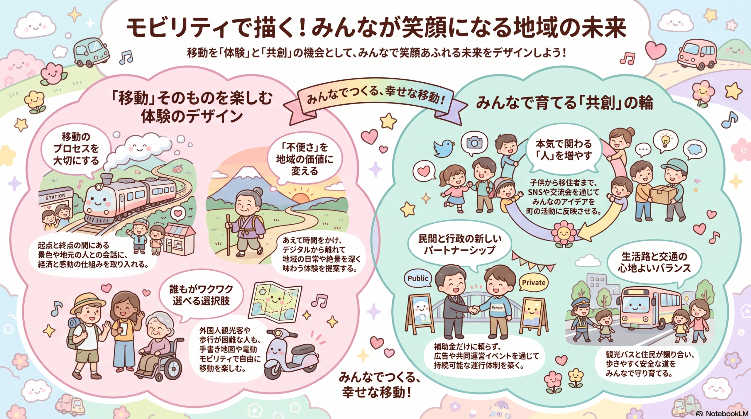 フォーラムで生まれた対話をAI分析して作成した地域とモビリティのインフォグラフィック